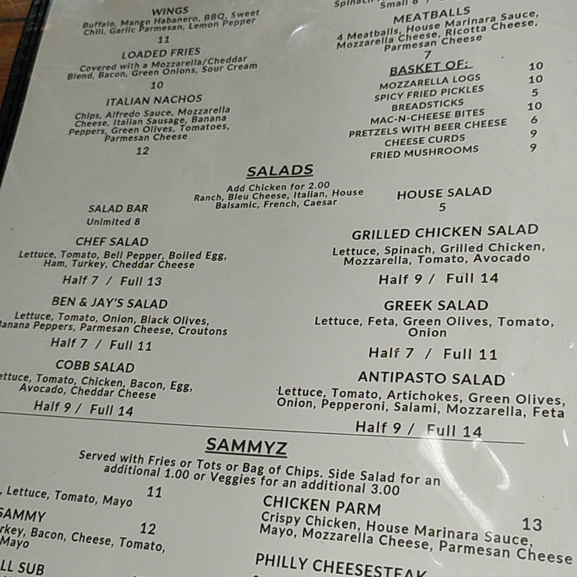 Ben & Jay's Pizzeria Menu