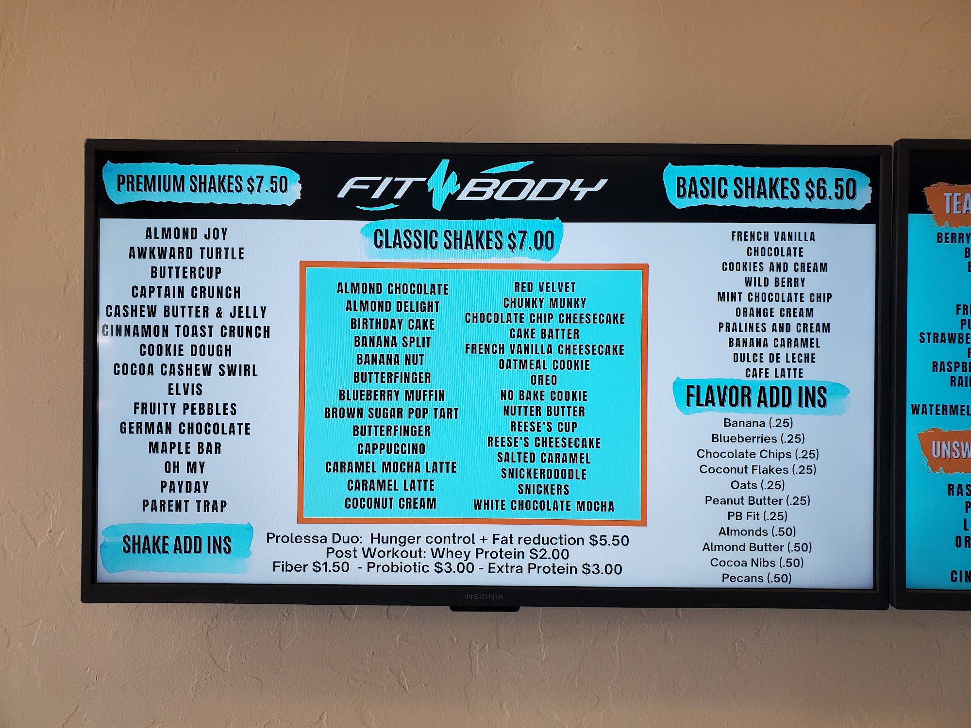Fitbody Nutrition Menu