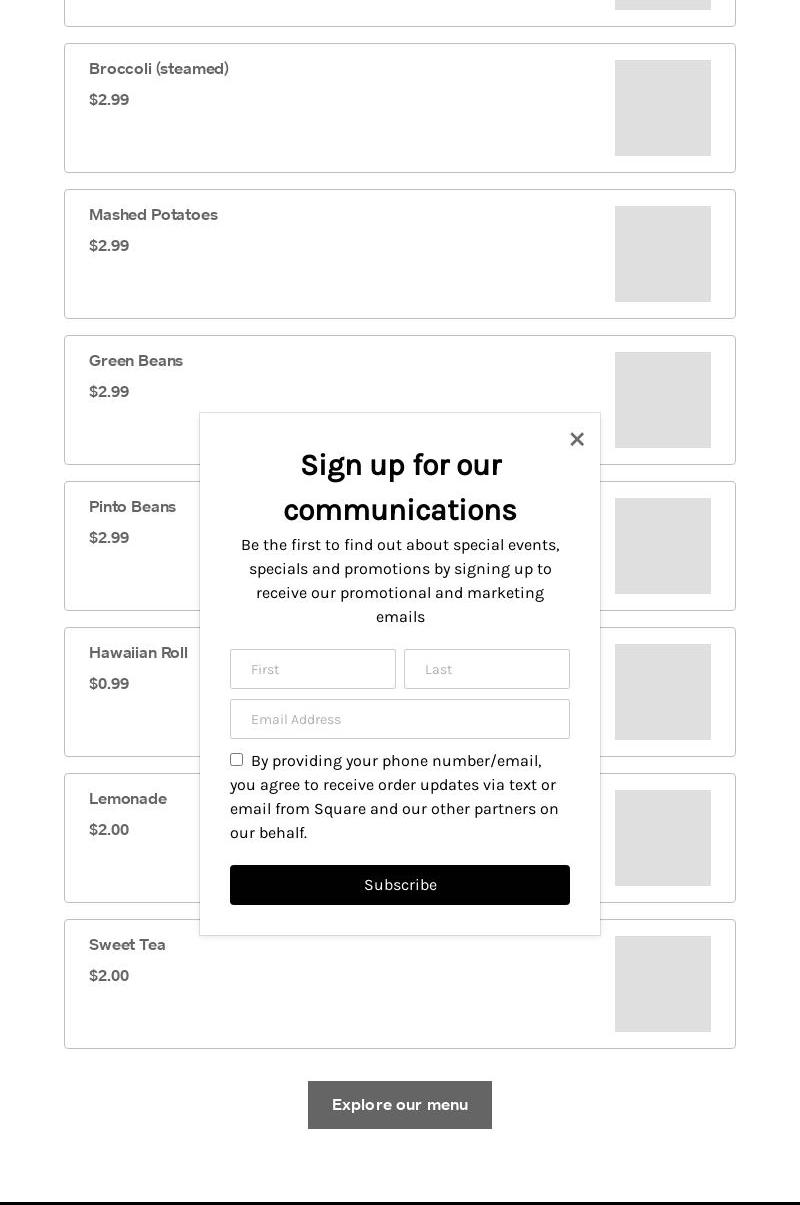 Eastside Eatery Menu