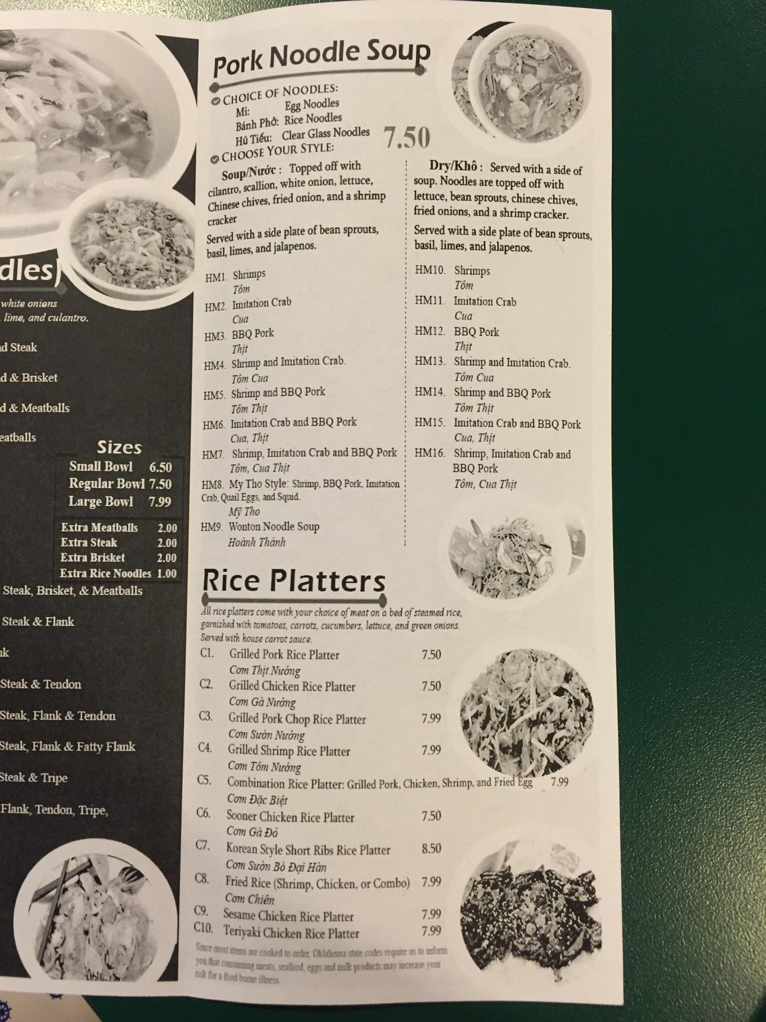 Pho 89 Cafe Menu