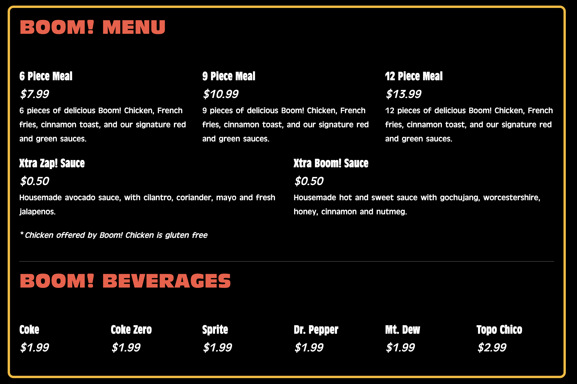 Boom! Chicken Menu