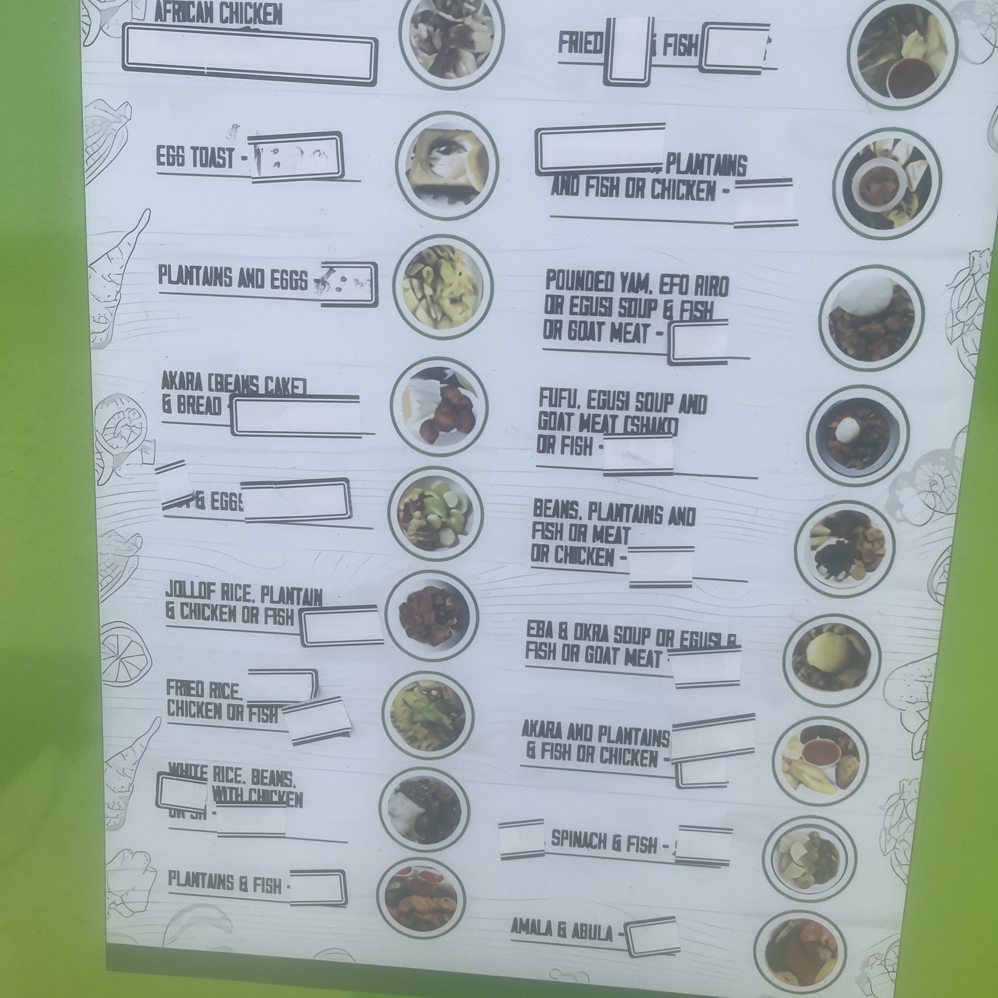 Mamaclass African Kitchen Menu