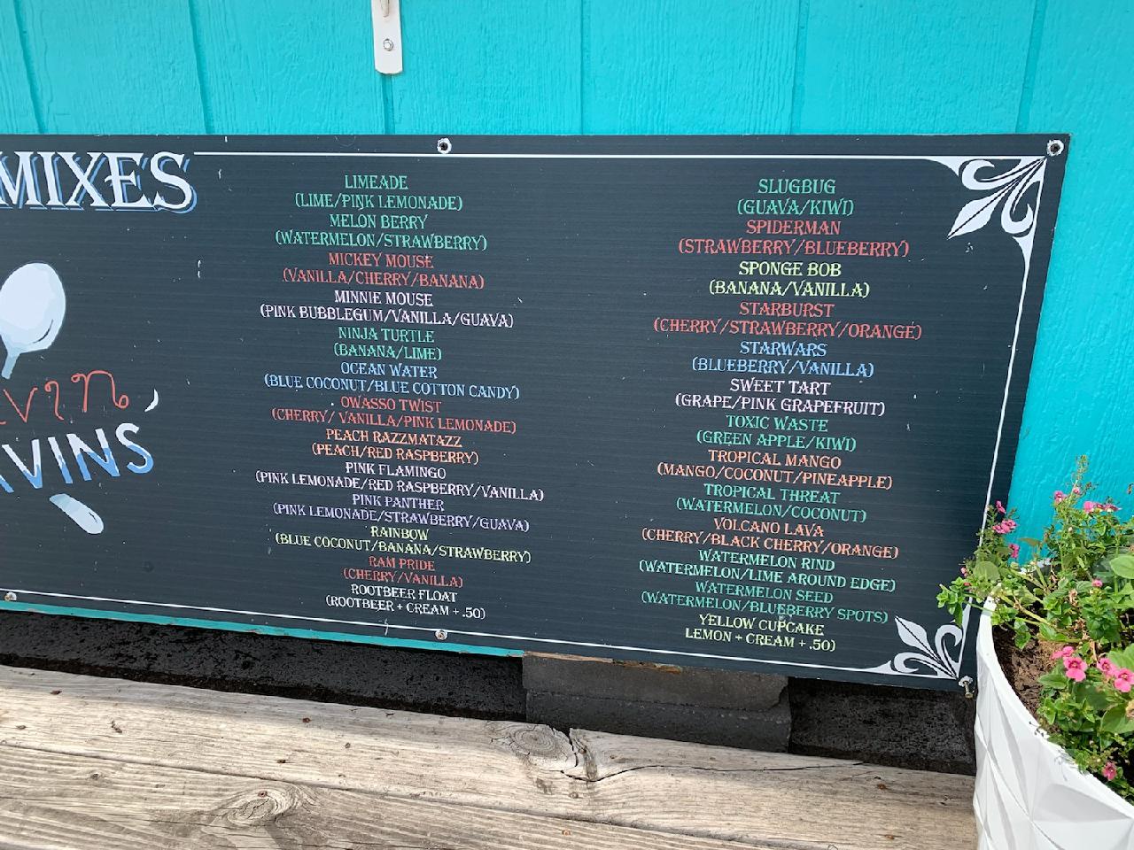 Cravin Shavins Menu