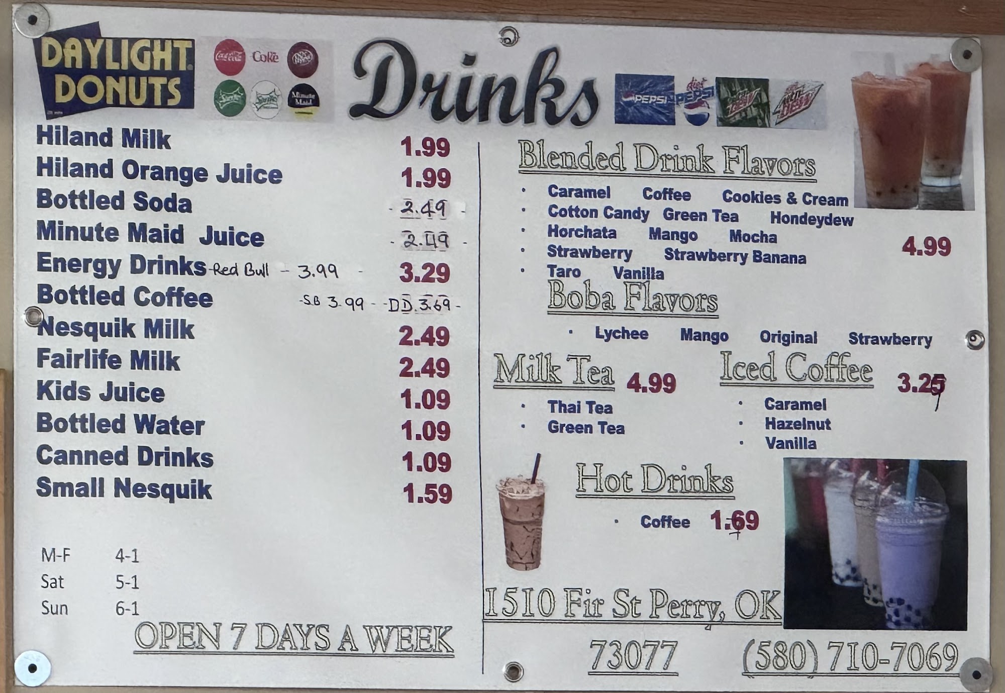 Daylight Donuts Menu