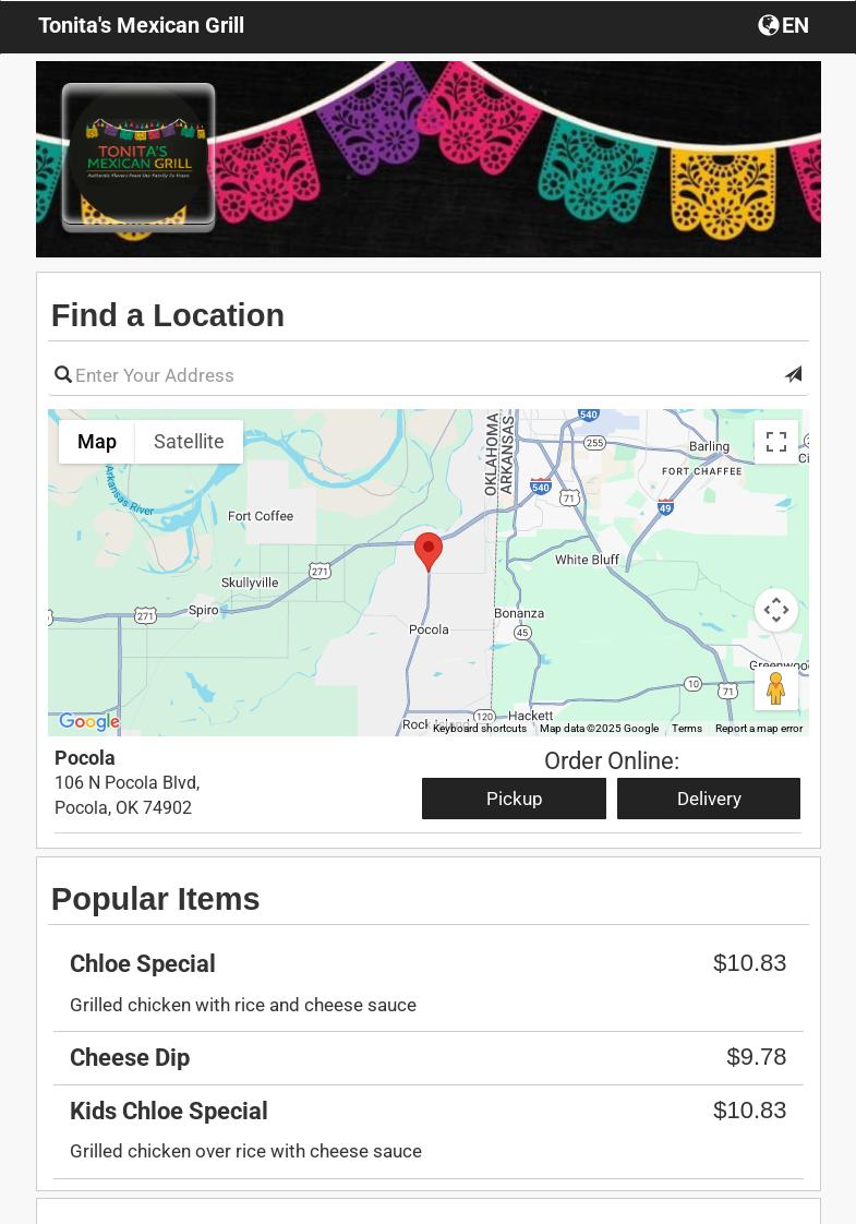 Tonita's Mexican Grill Menu