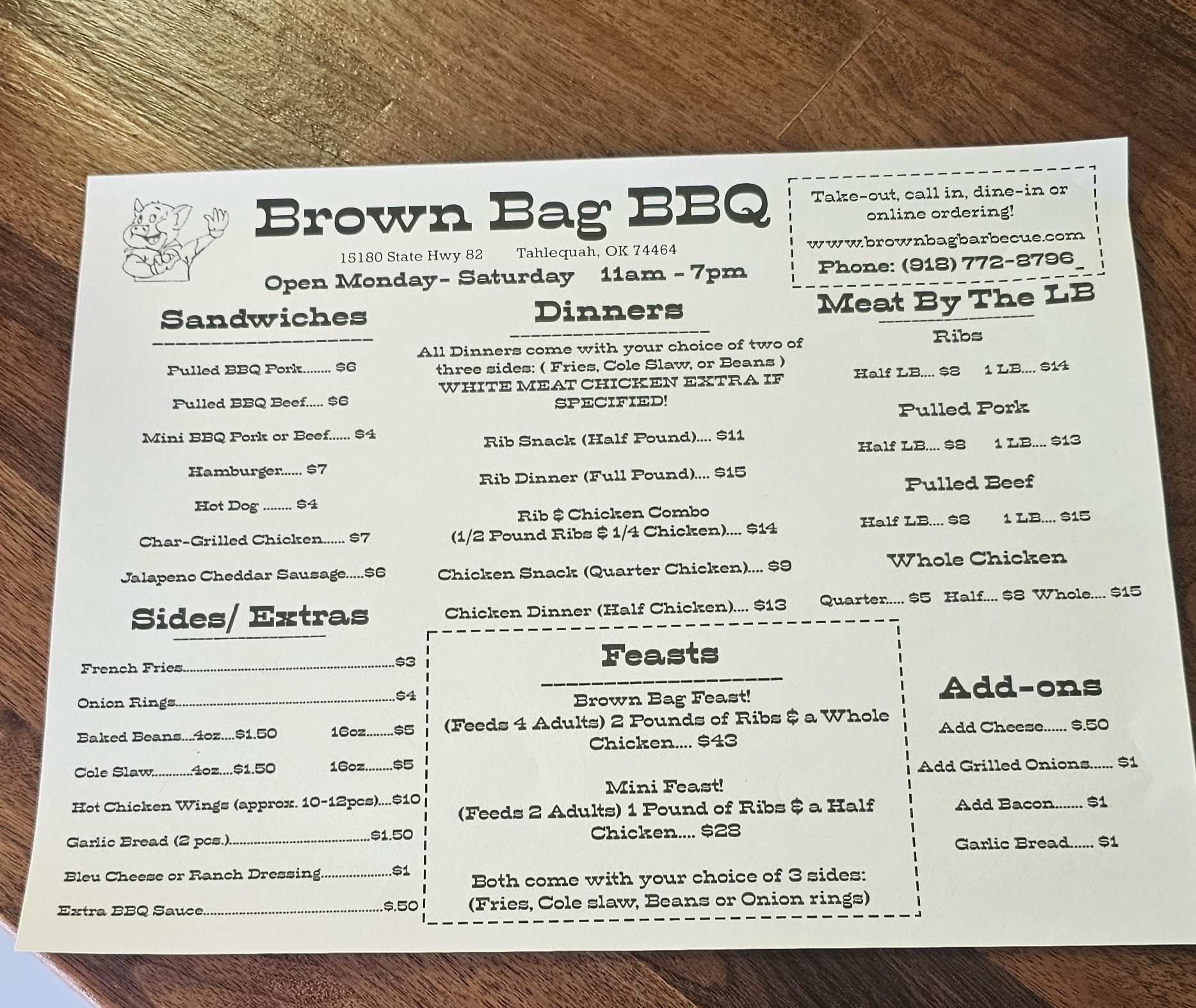 BrownBagBBQ Menu