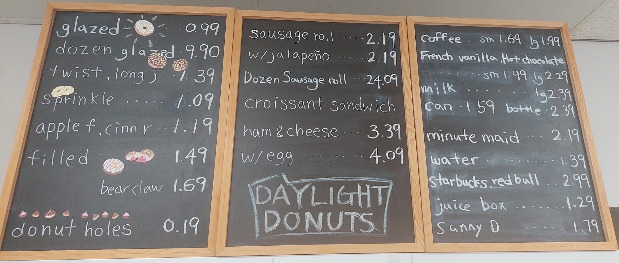 Daylight Donuts Menu