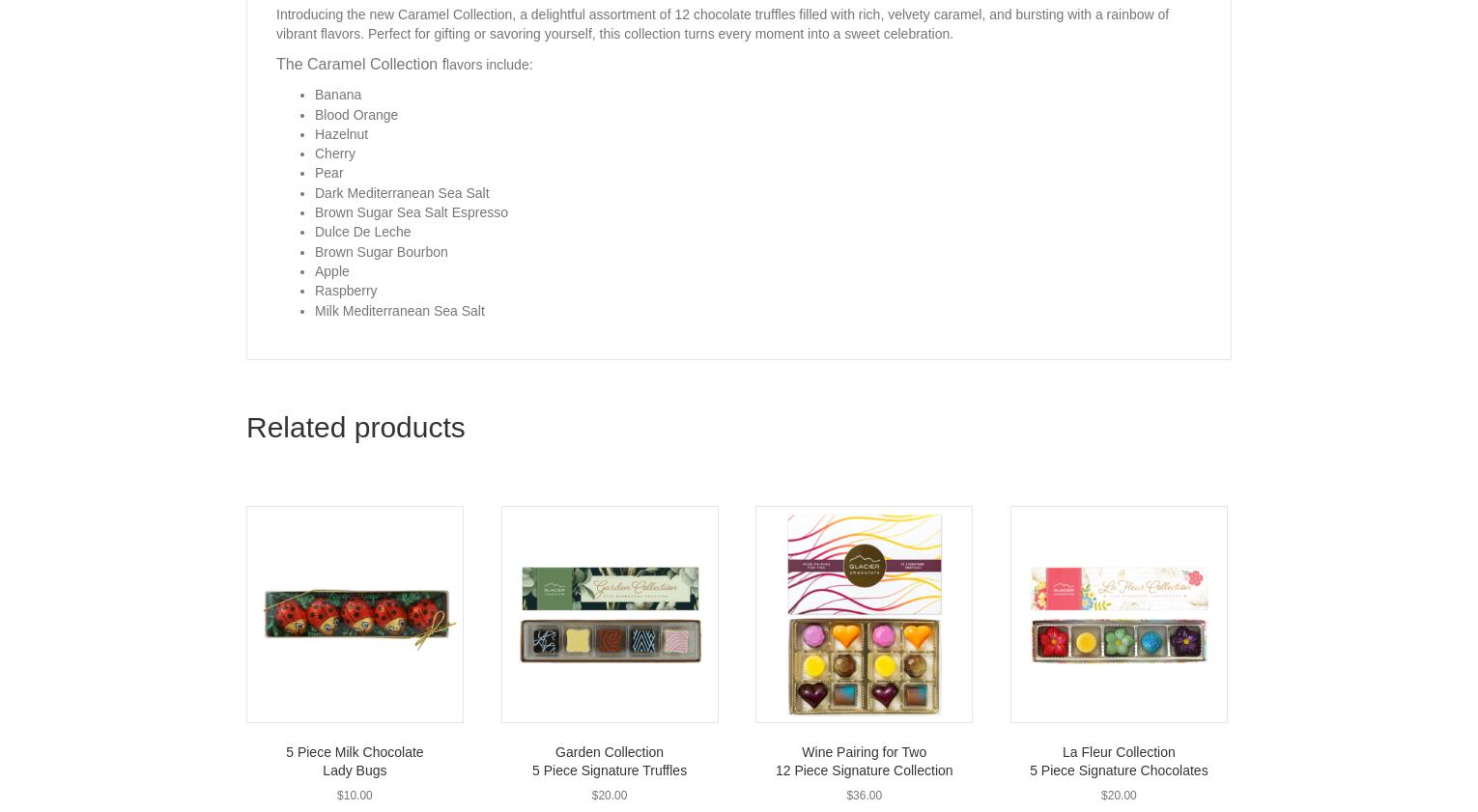 Glacier Chocolate Menu