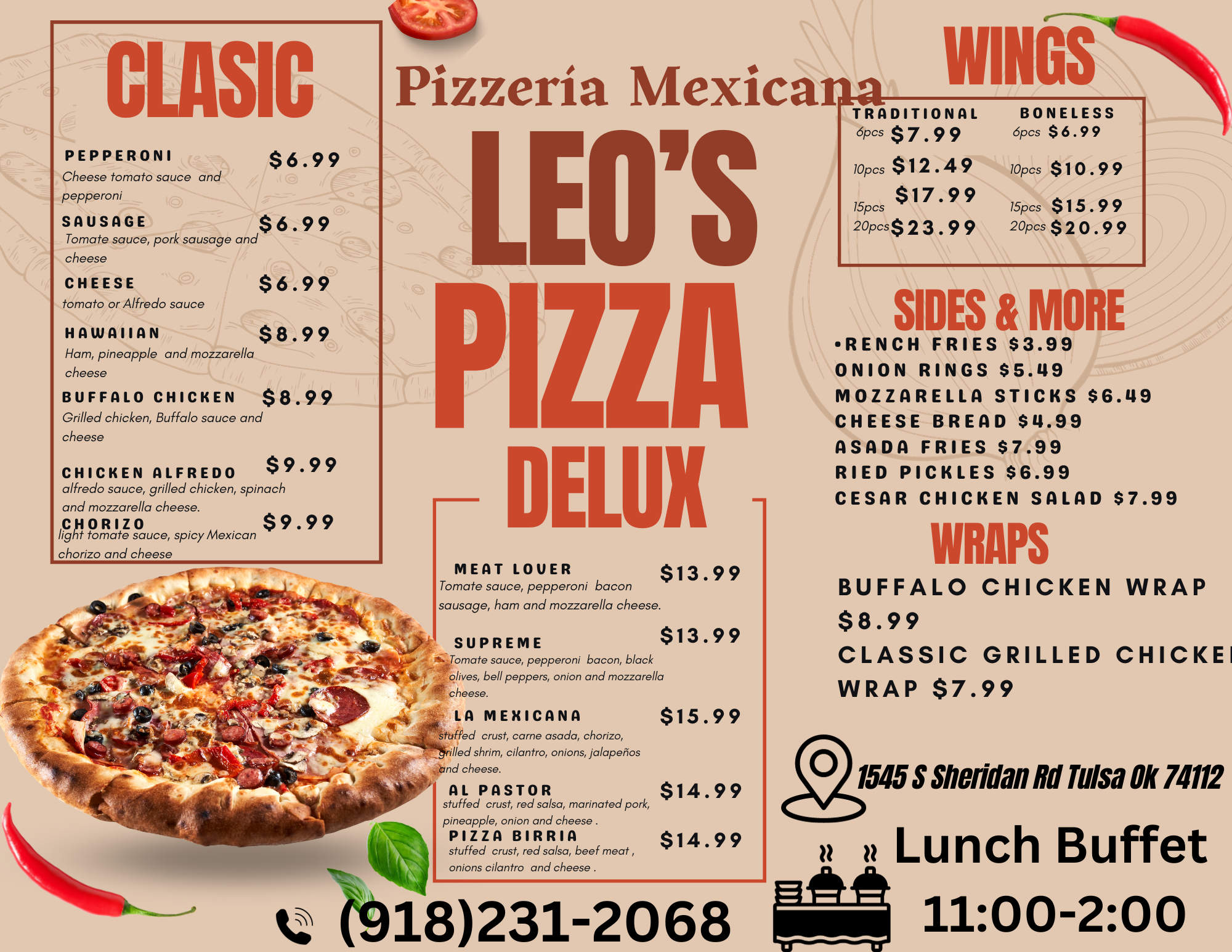 Leo’s pizza Menu