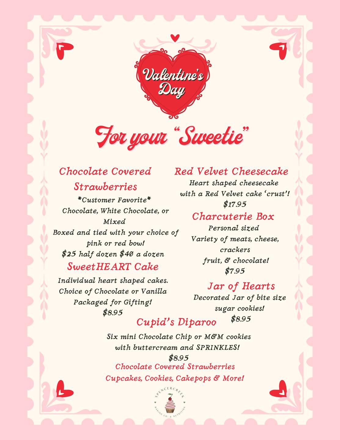 SpencerCreek Baking Company Menu