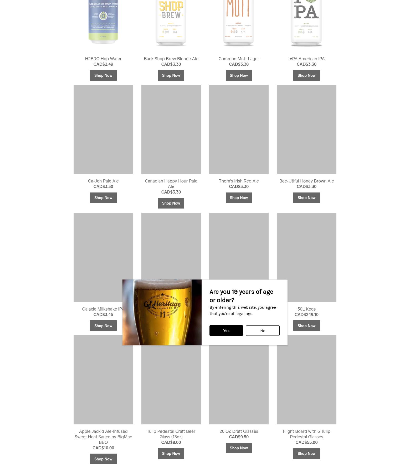 GL Heritage Brewing Company Menu