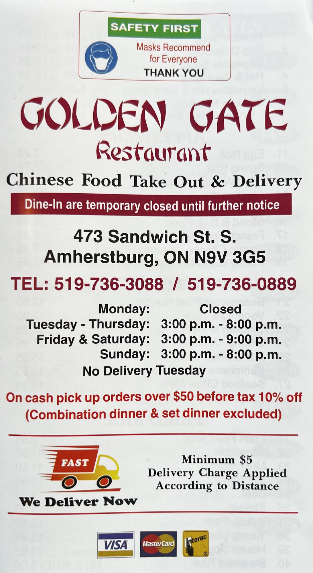 Golden Gate Chinese Restaurant Amherstburg