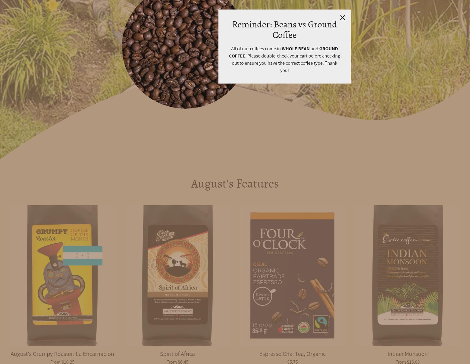 Baden Coffee Company Menu