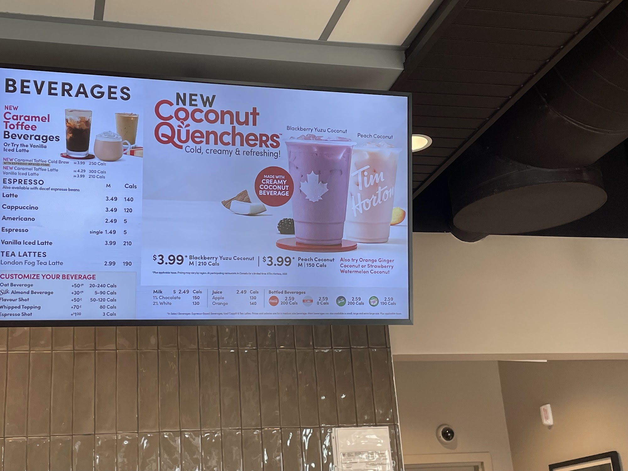 Tim Hortons Menu