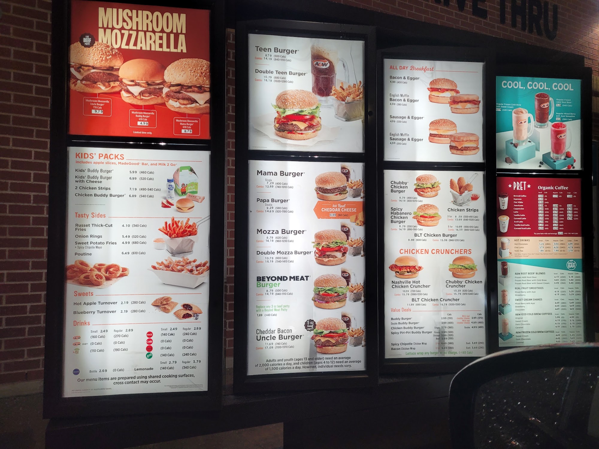 A&W Canada Menu
