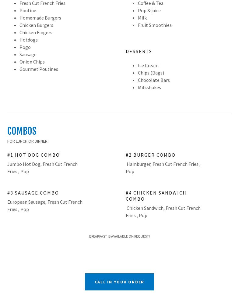 Duffer’s Chip Wagon Menu