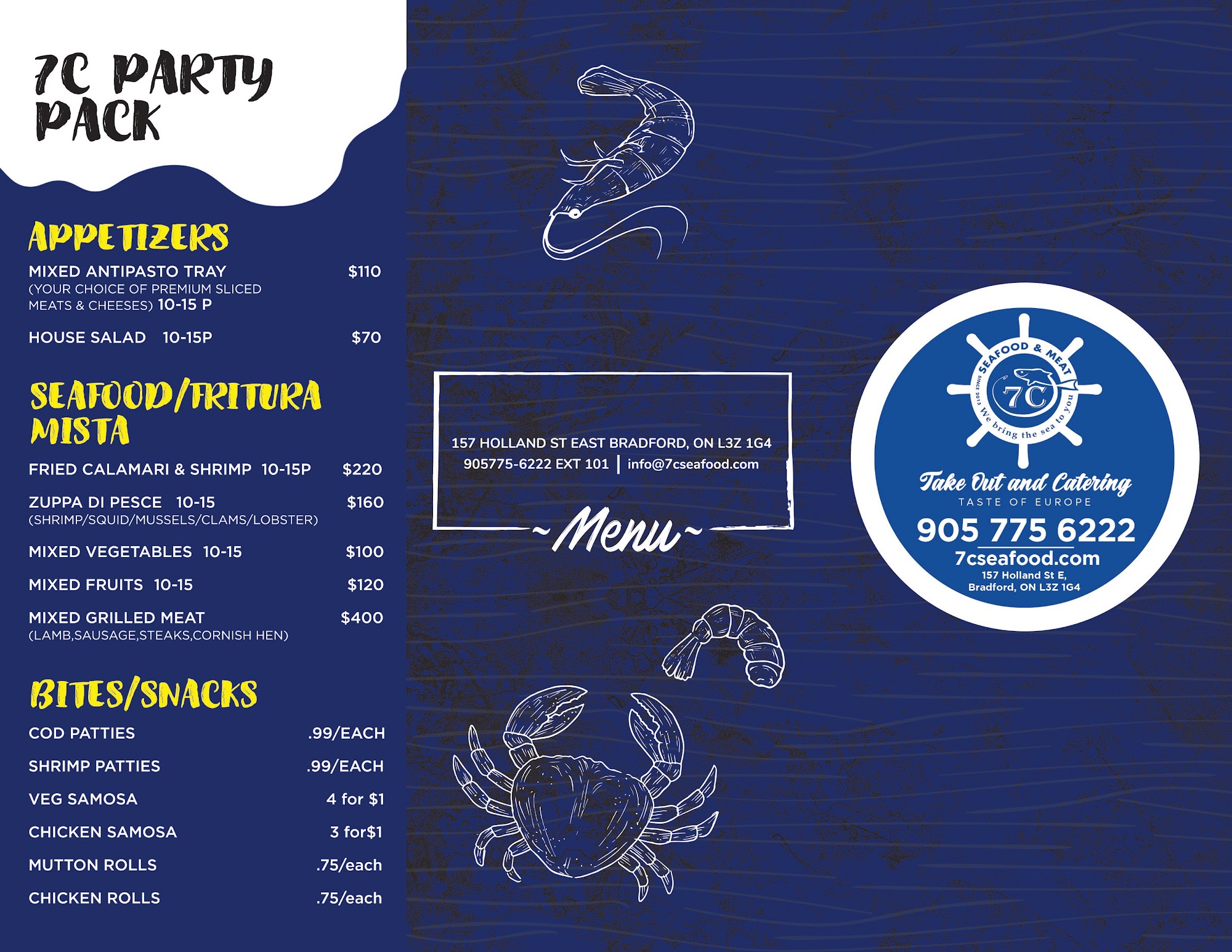 7C Catering & Hot Table Menu