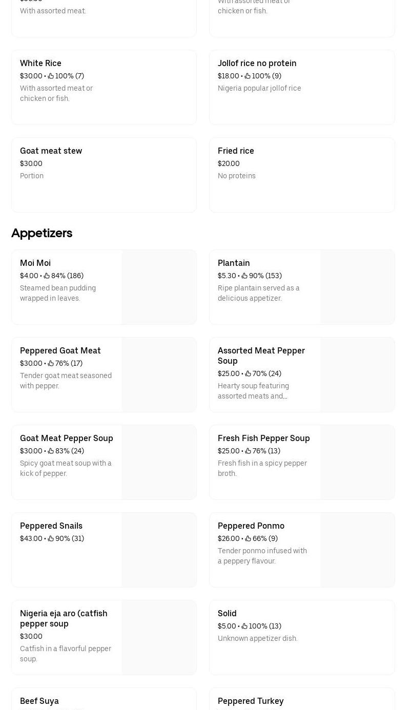 Austa African kitchen Menu