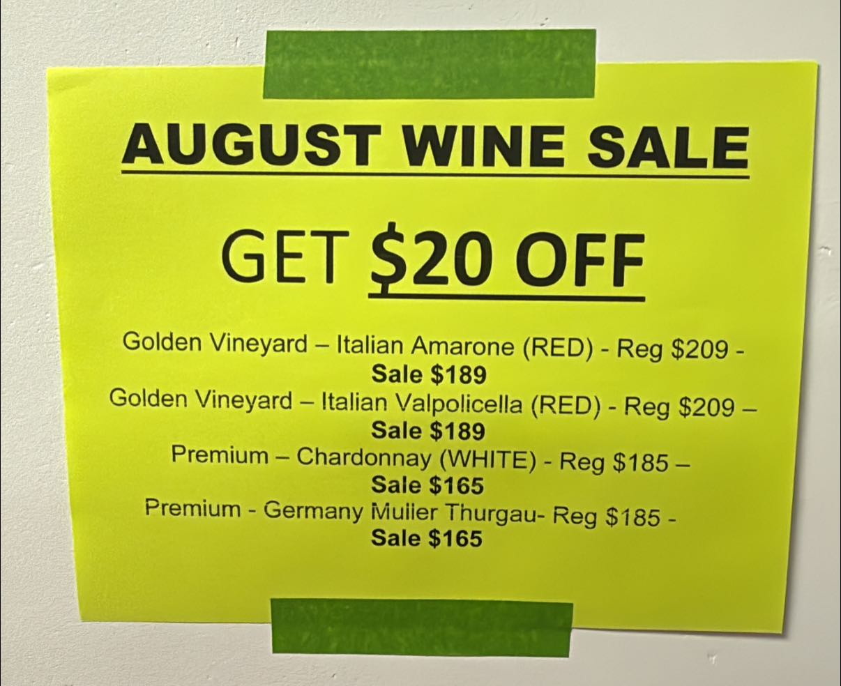 Vintner's Exclusive Wines Menu