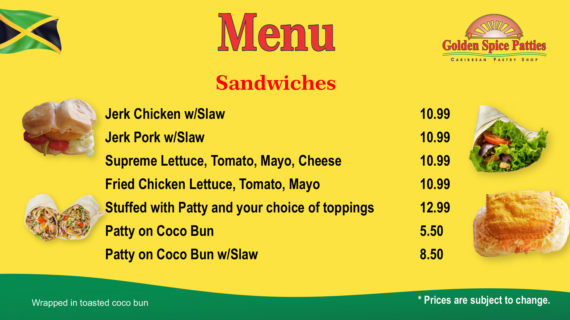 Golden Spice Patties Menu