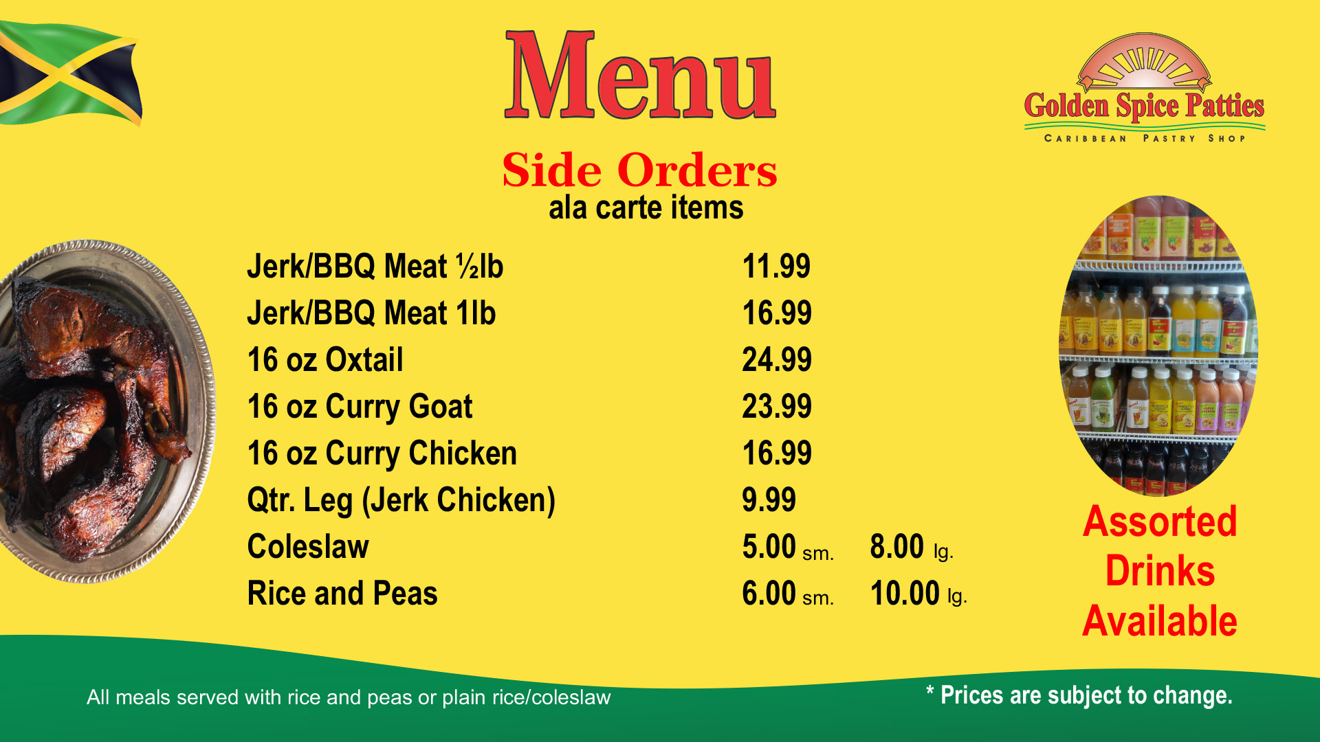 Golden Spice Patties Menu