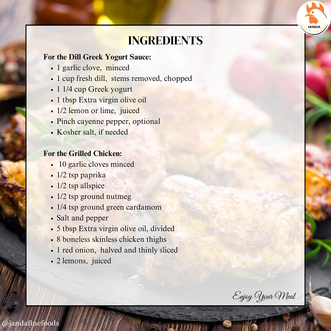 Janda Fine Foods Menu