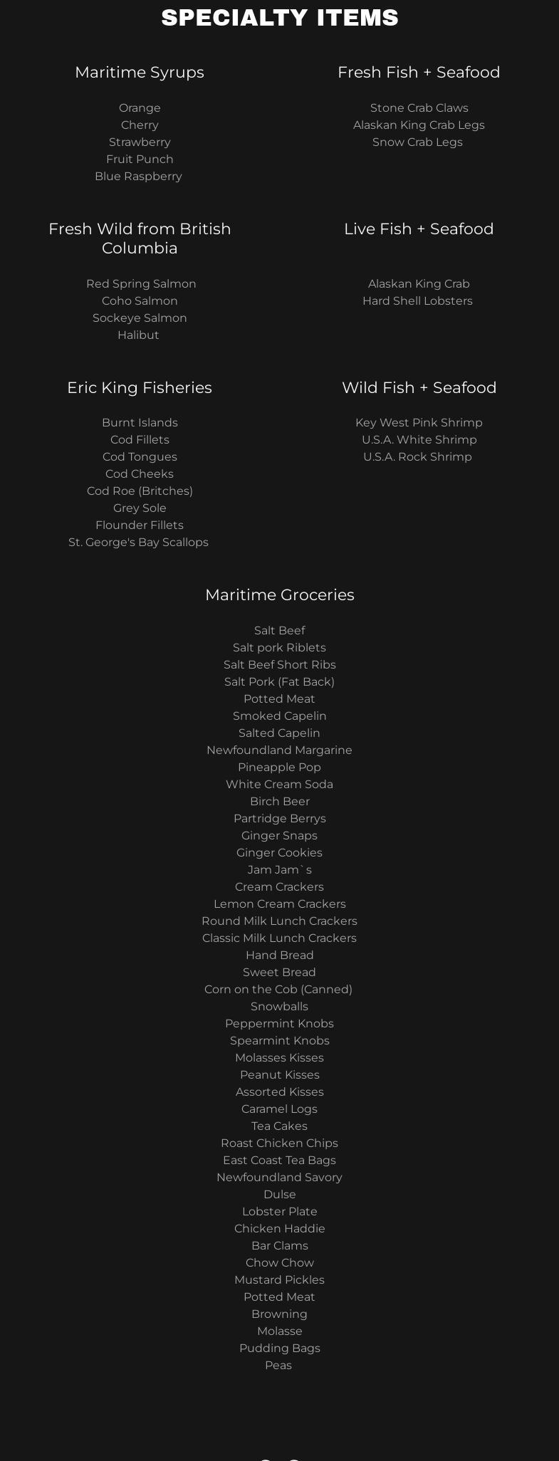 Dave's Fish Market Inc Menu