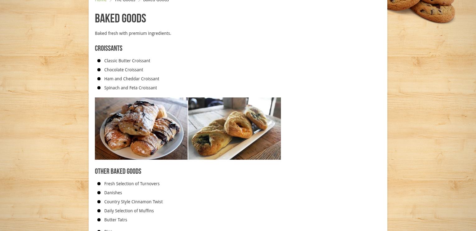 Gabe's Country Bake Shoppe Menu