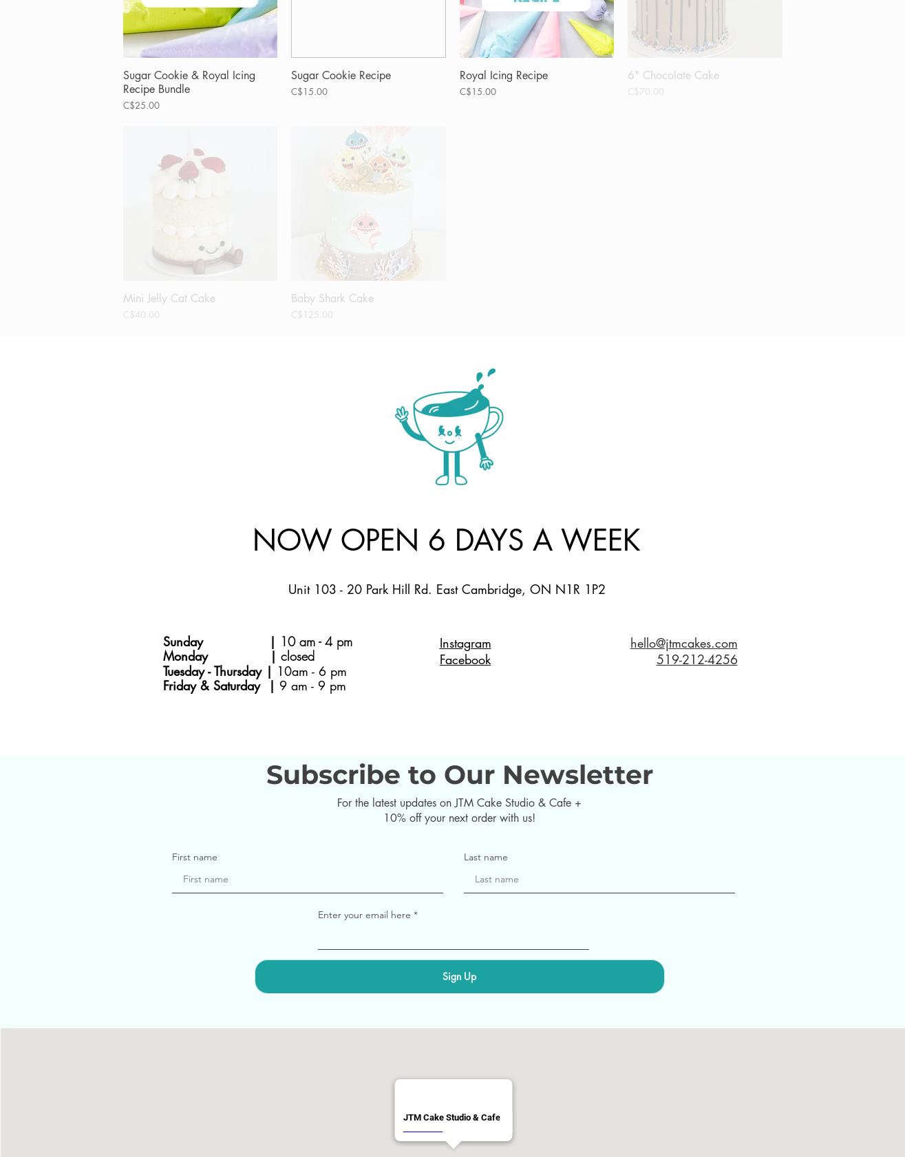 JTM Cake Studio & Cafe Menu