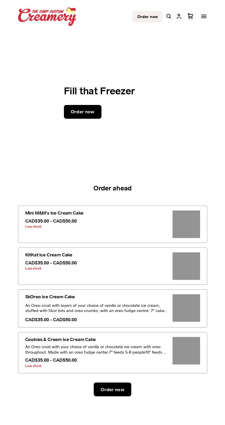 Carp Custom Creamery Menu