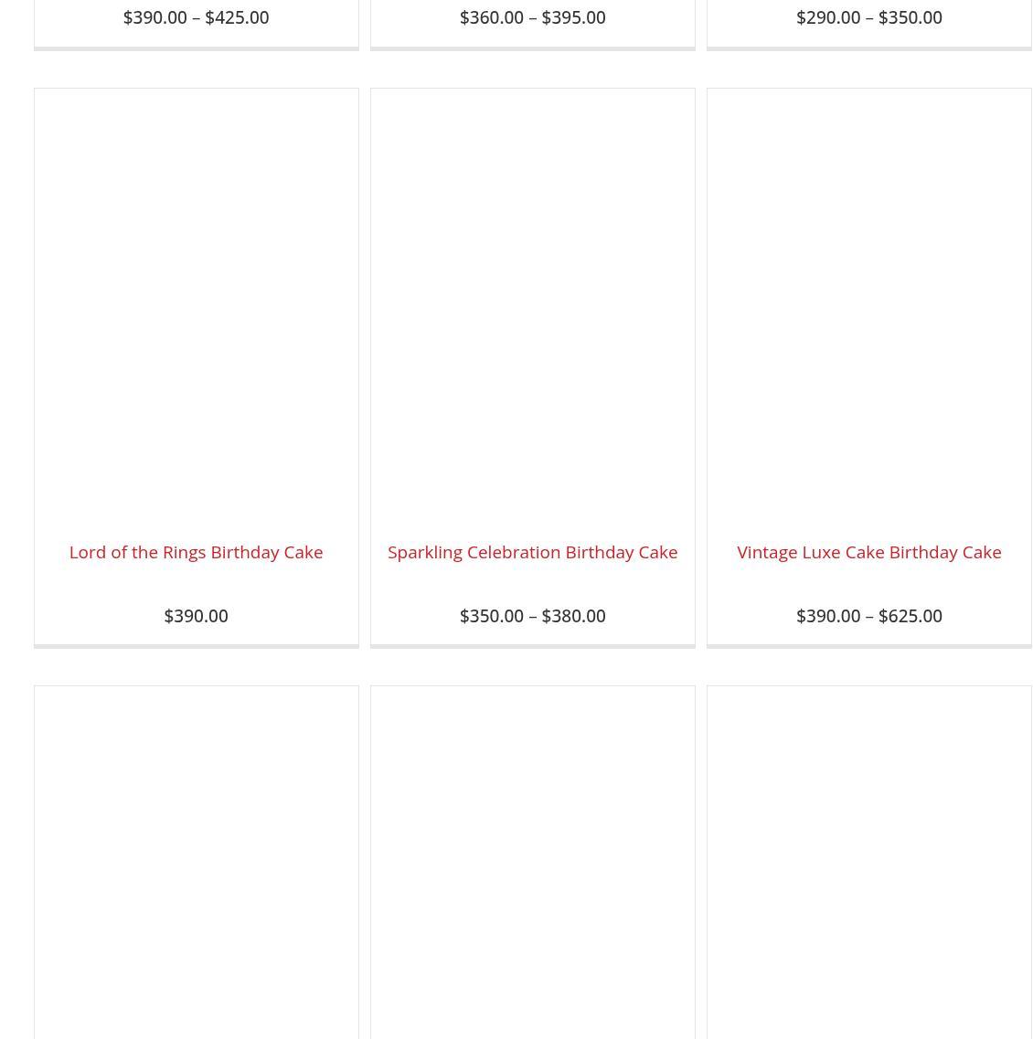 Just Temptations- Birthday & Wedding Cakes Vaughan Menu