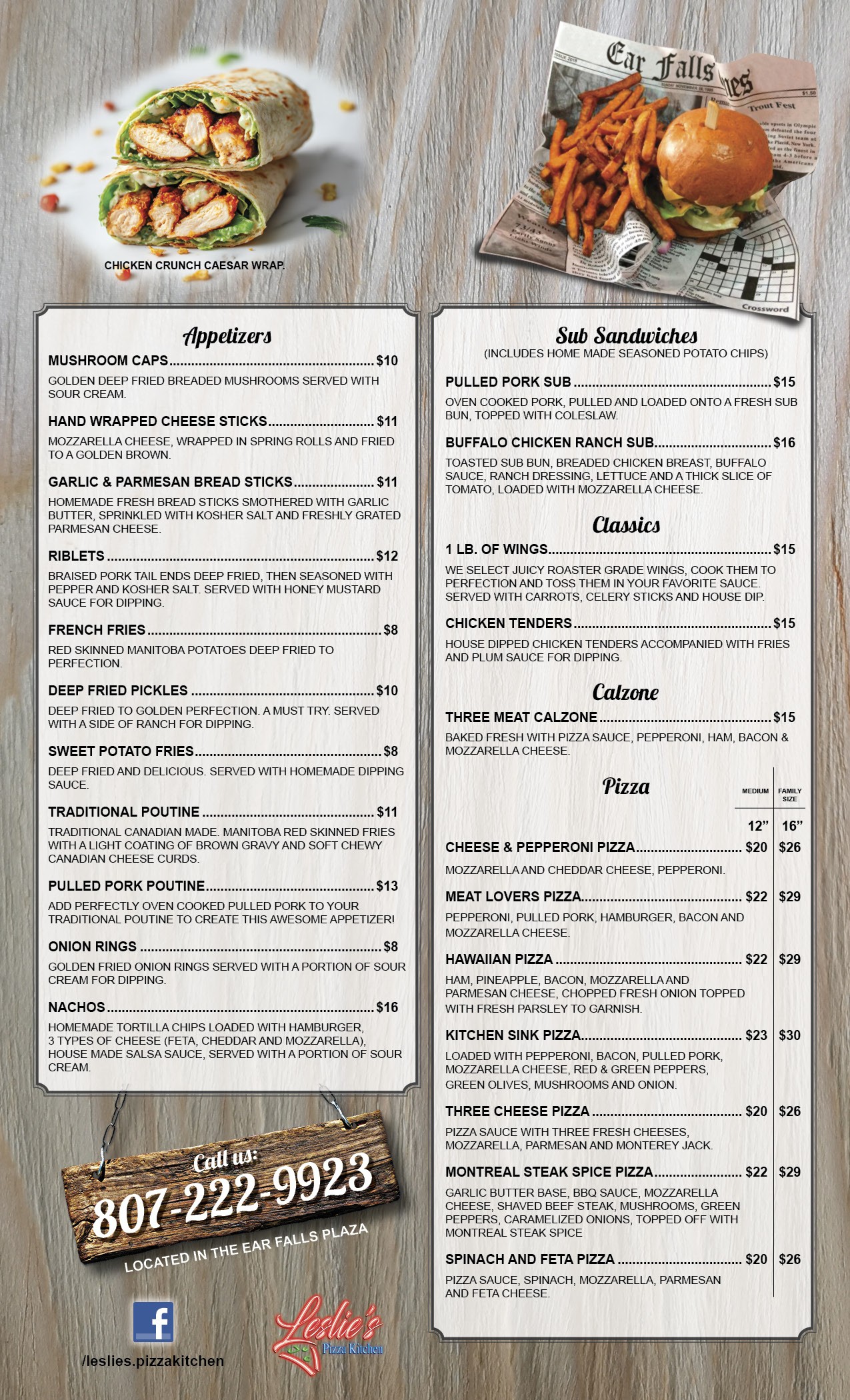 Leslie's Cafe & Bistro 30 Spruce St Unit 12, Ear Falls, ON P0V 1T0