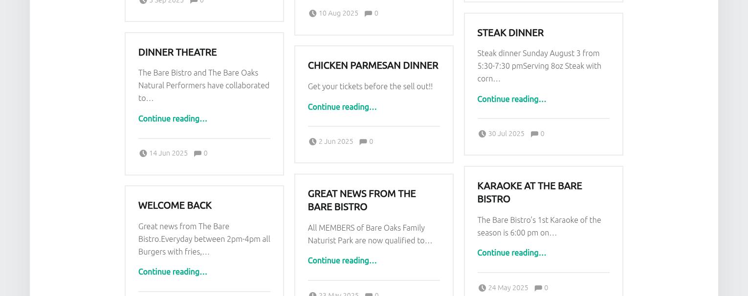 The Bare Bistro Menu