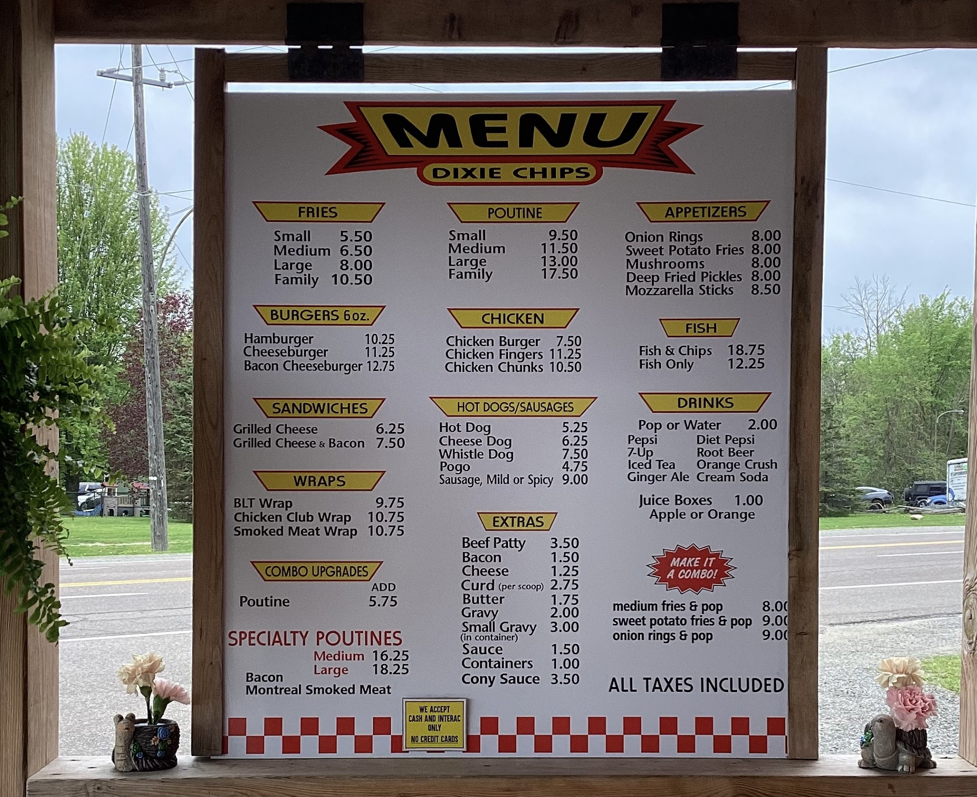 Dixie Chips Menu