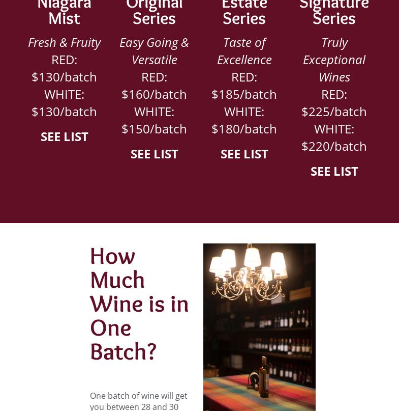 Elze's Wonderful Wines Menu