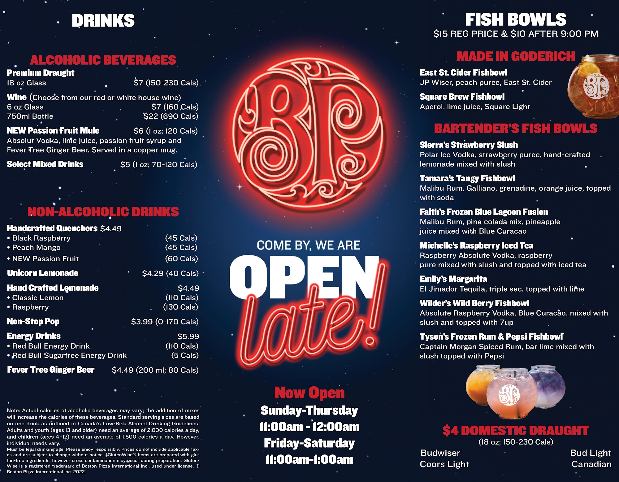 Boston Pizza Menu