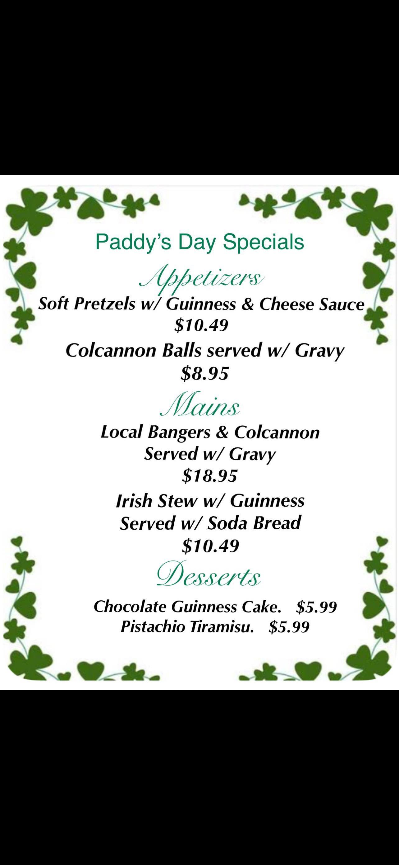 Joe Friday's Menu