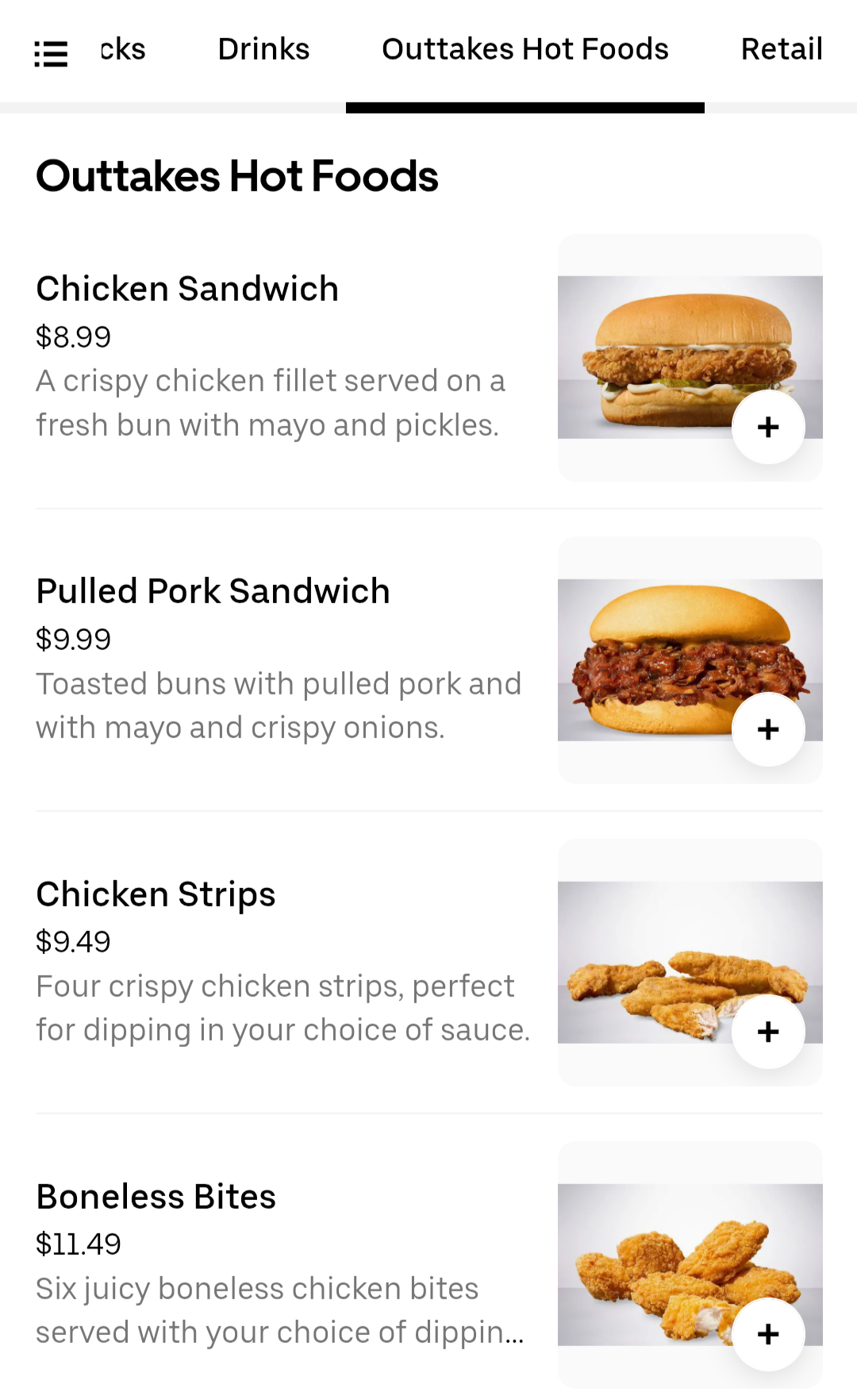 Outtakes Backstage Bistro Menu