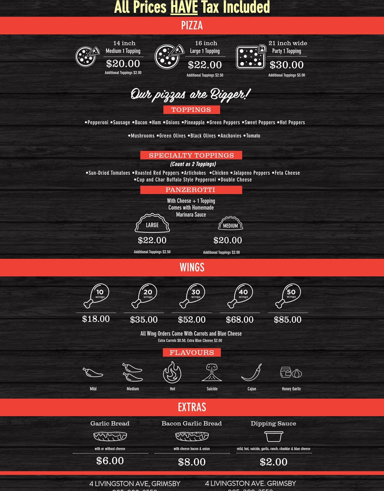 Noni's Pizzeria Menu