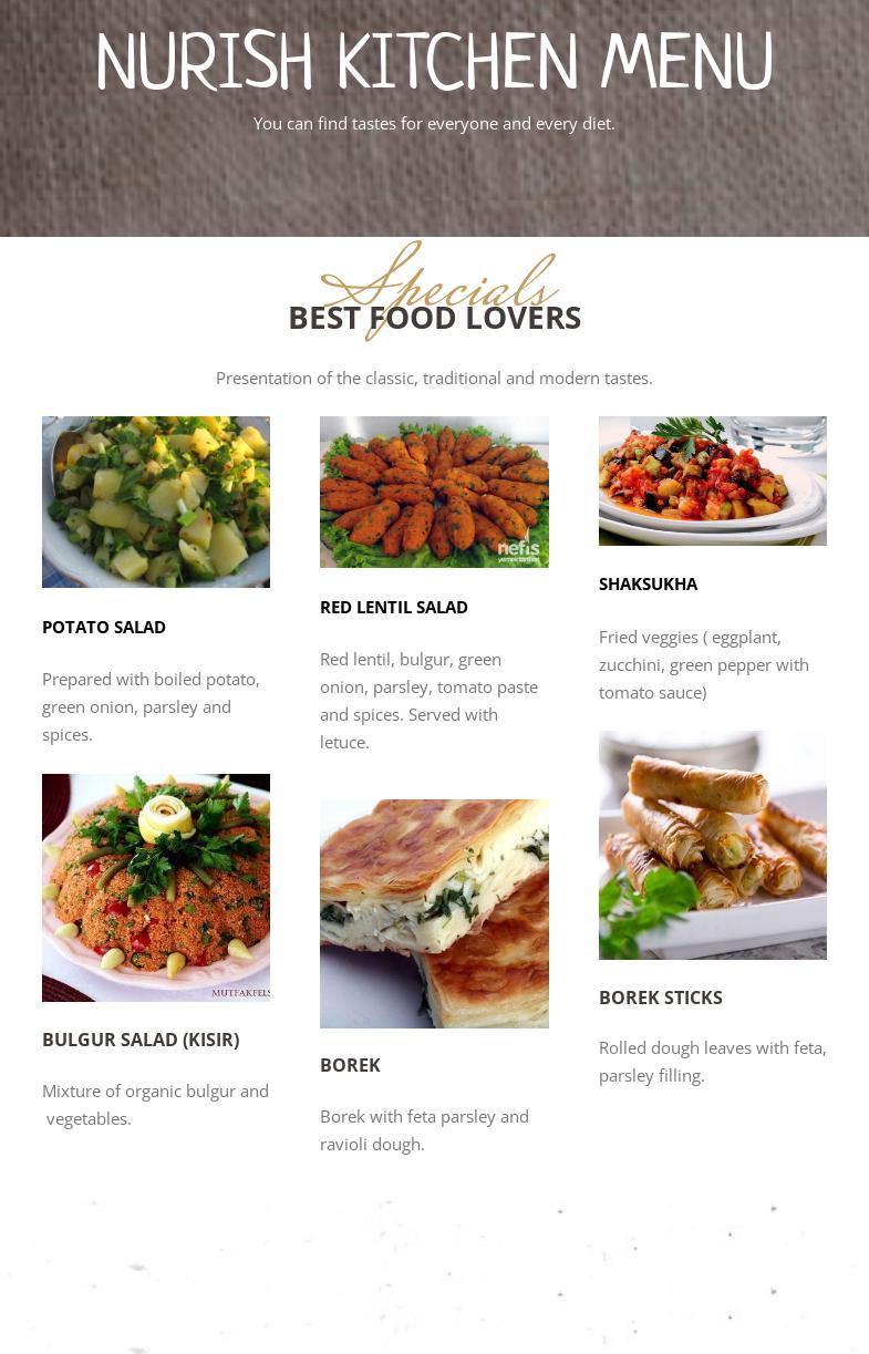 Nurish Kitchen Menu