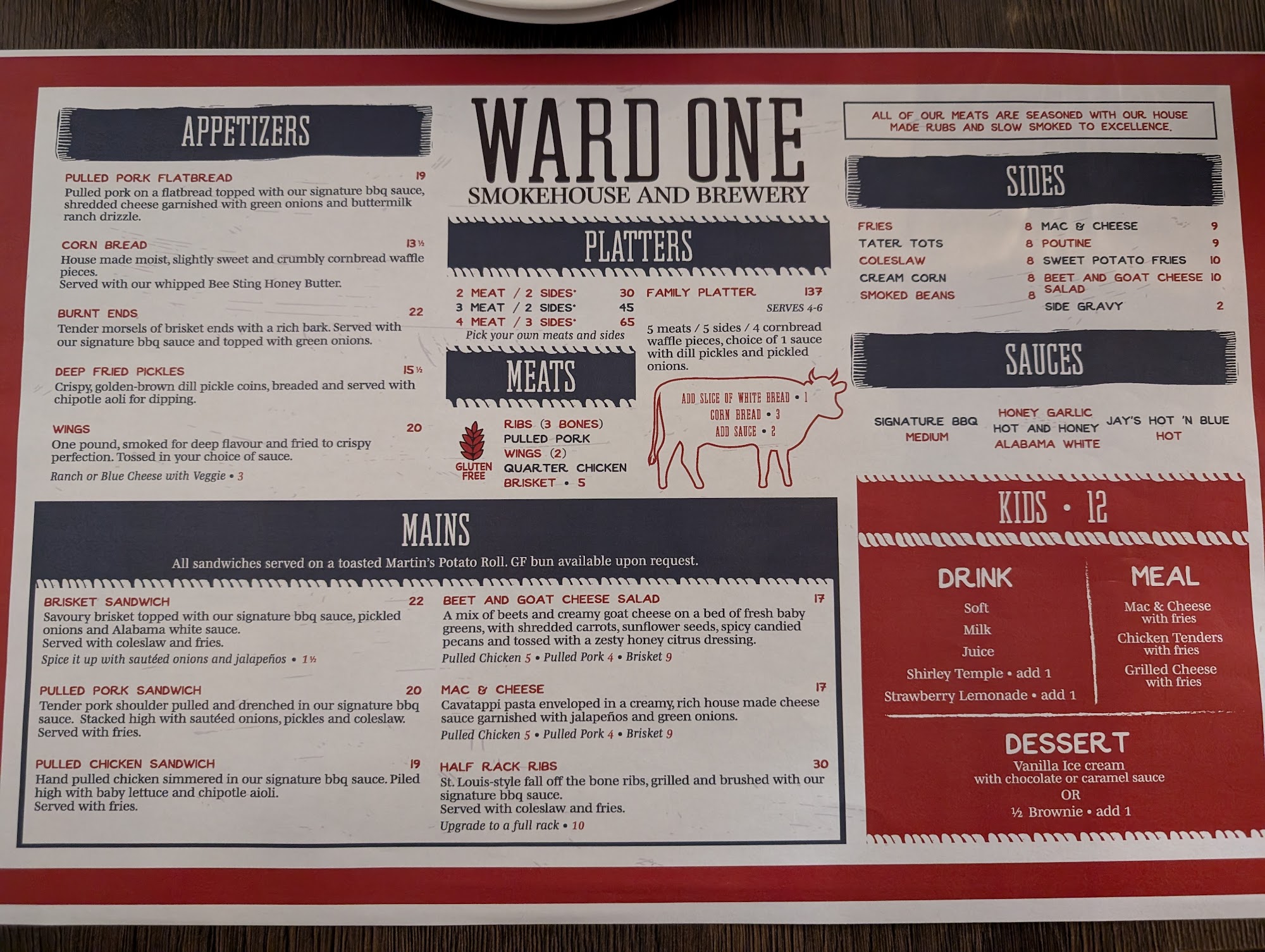 Ward 1 Brewing Co. Menu