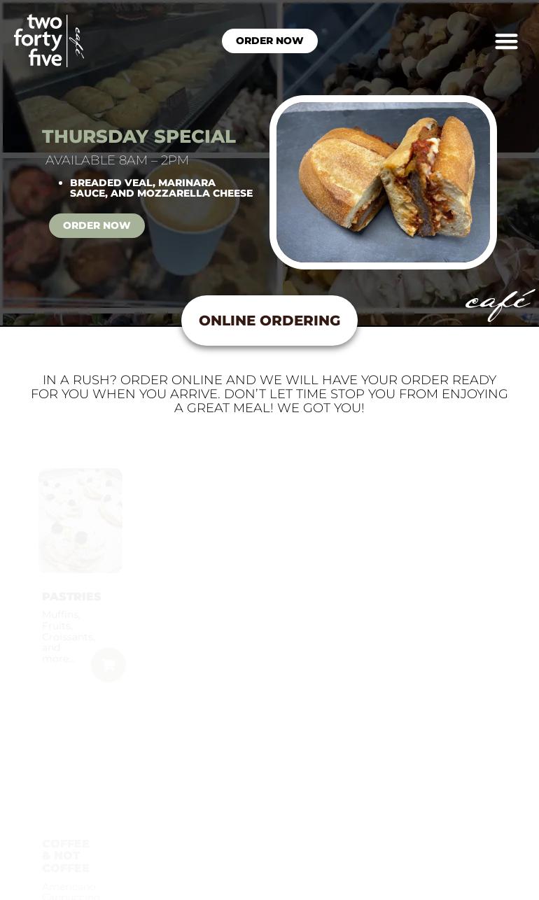 Cafe Two Forty Five Menu