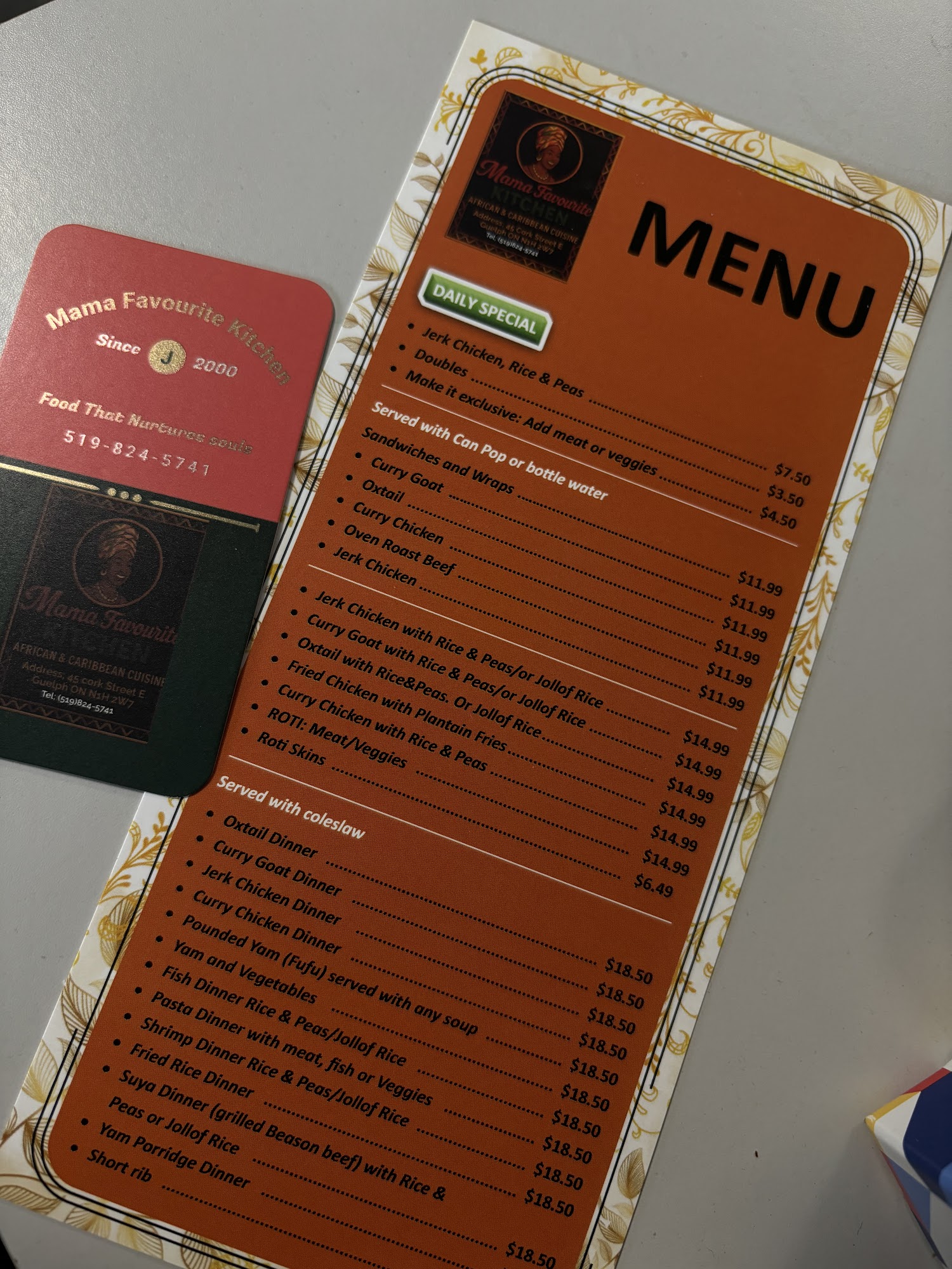 Mama Favourite kitchen Menu