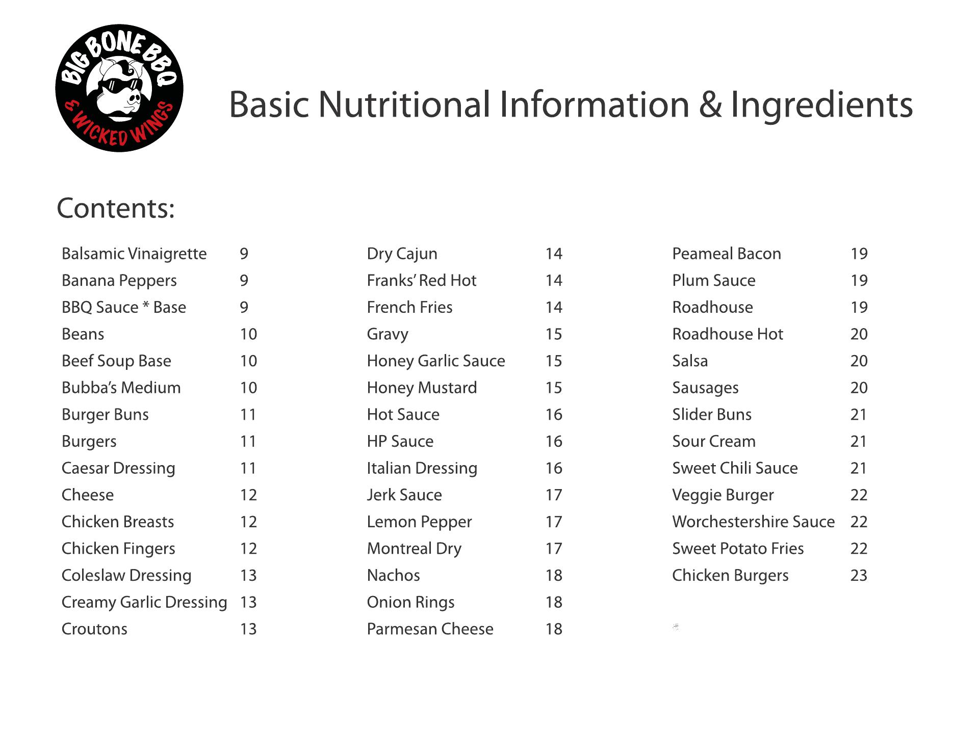 Big Bone BBQ & Wicked Wings Menu