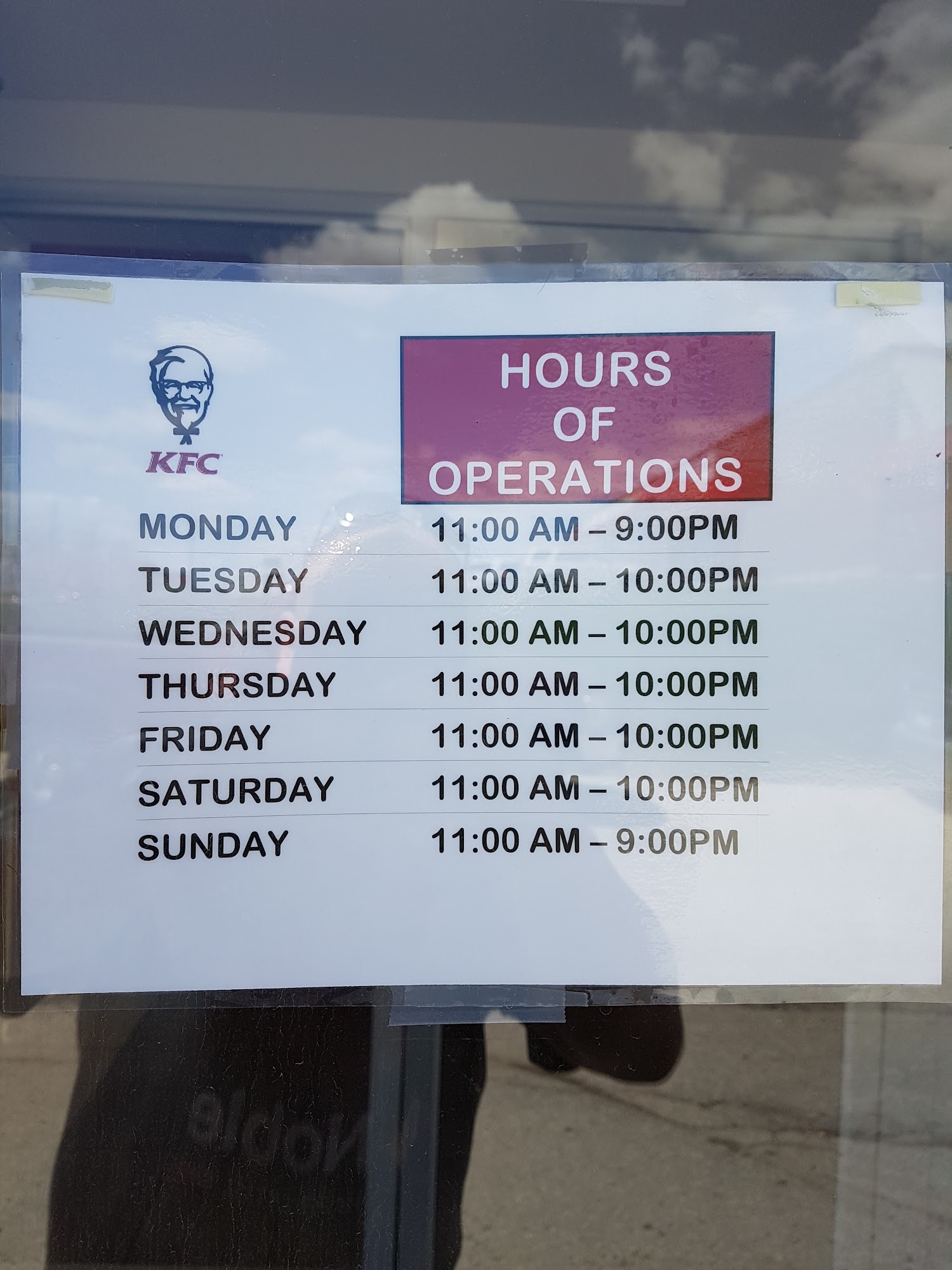 KFC Menu