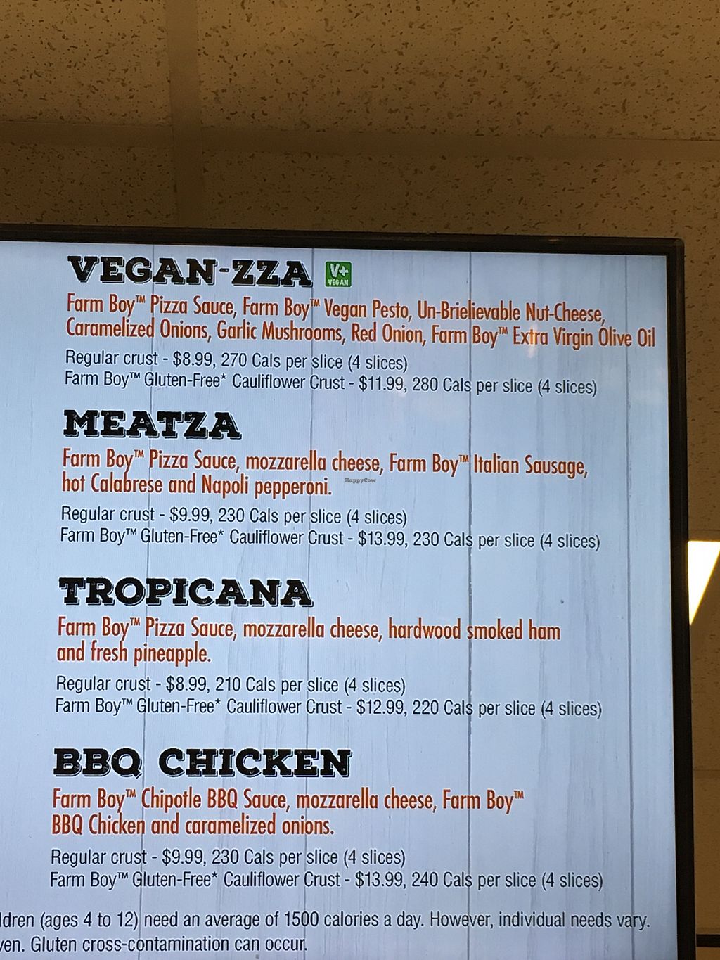 Farm Boy Menu