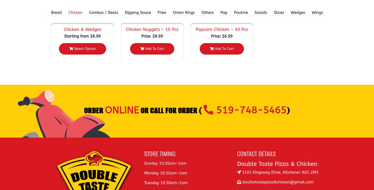 Double Taste Pizza & Chicken Menu