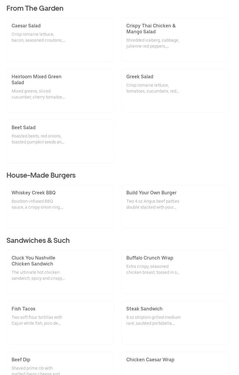 The Pub At FireRock Menu