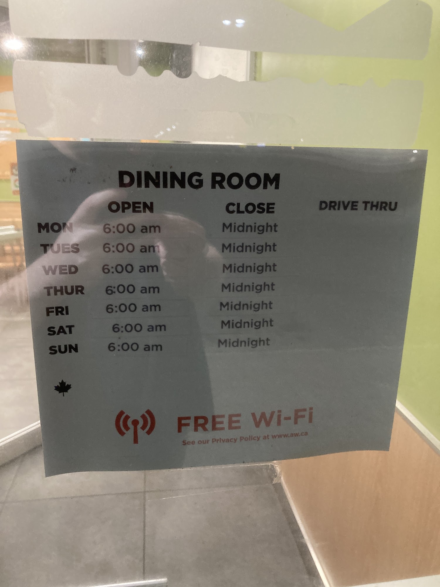 A&W Canada Menu