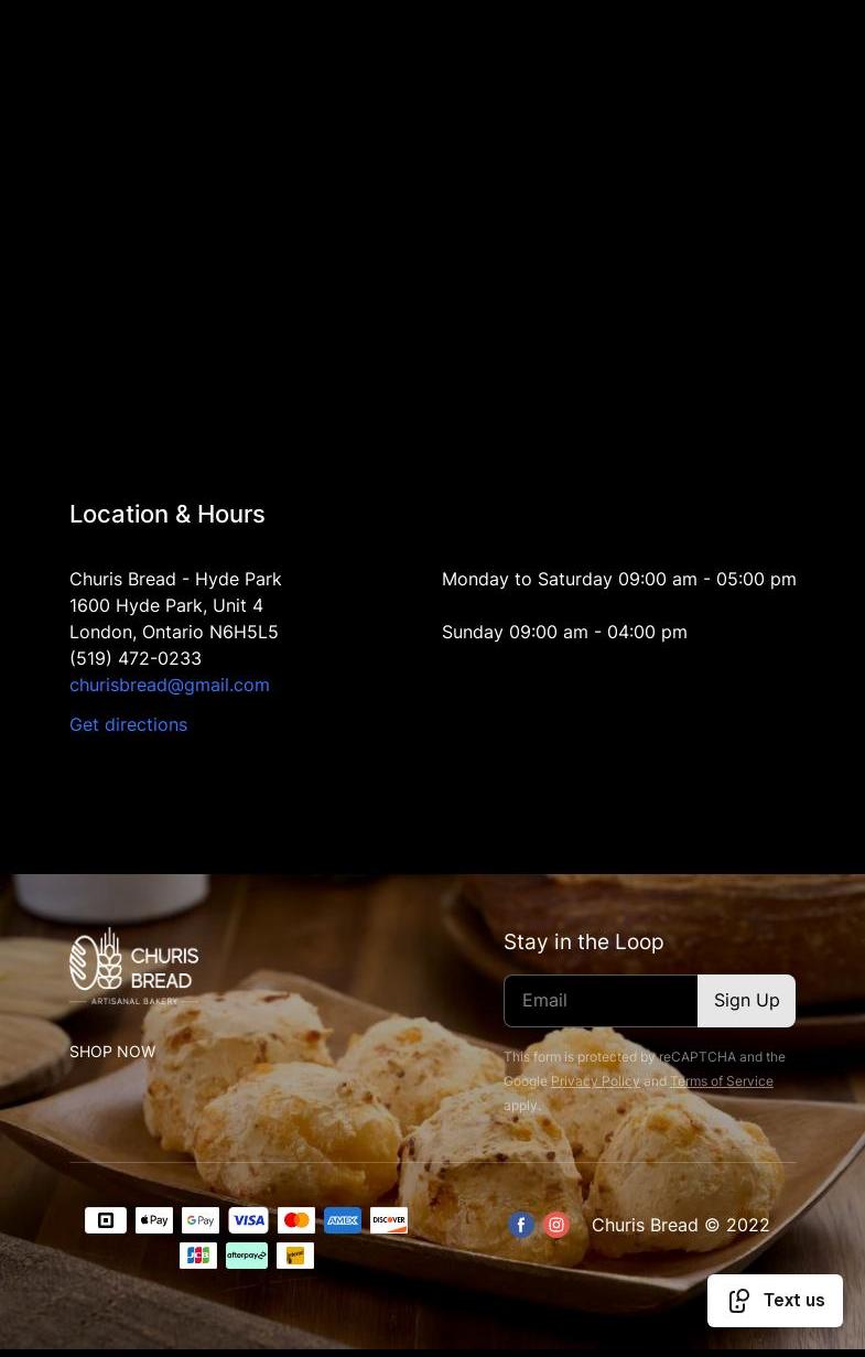 Churis Bread Bakery Menu